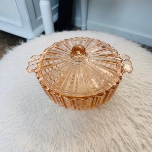 🌸Vintage Pink Depression Glass Food Storage